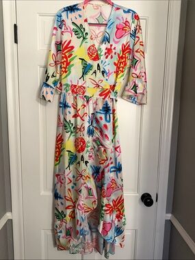 Bright Floral Maxi Wrap Dress - Multicolor